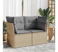 Festnight Divano da Esterno con Contenitore, Divanetto da Esterno 2 Posti, Divano Rattan Esterno, Salotto da Giardino, con Cuscini in Polyrattan Beige