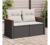 Festnight Divano da Esterno con Contenitore, Divanetto da Esterno 2 Posti, Salotto da Giardino, Divano Giardino con Cuscini in Polyrattan Nero