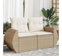 Festnight Divano da Esterno con Contenitore, Divanetto da Esterno 2 Posti, Salotto da Giardino, Divano Rattan Esterno, con Cuscini in Polyrattan Beige
