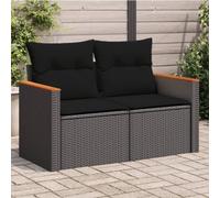 Festnight Divano da Esterno con Contenitore, Divanetto da Esterno 2 Posti, Salotto da Giardino, Divano Giardino con Cuscini in Polyrattan Nero