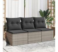 Festnight Divano da Esterno con Contenitore, Divanetto da Esterno 3 Posti, Divano Rattan Esterno, Salotto da Giardino, con Cuscini in Polyrattan Grigio