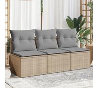 Festnight Divano da Esterno con Contenitore, Divanetto da Esterno 3 Posti, Divano Rattan Esterno, Salotto da Giardino, con Cuscini in Polyrattan Beige