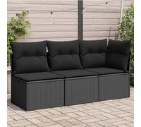 Festnight Divano da Esterno con Contenitore, Divanetto da Esterno 3 Posti, Salotto da Giardino, Divano Rattan Esterno, con Cuscini in Polyrattan Nero