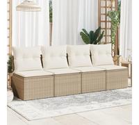 Festnight Divano da Esterno con Contenitore, Salotto da Giardino Esterno, Divano da Giardino con Cuscini a 4 Posti in Polyrattan Beige