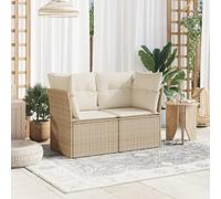Festnight Divano da Esterno con Contenitore, Salotto da Giardino Esterno, Divano da Giardino con Cuscini a 2 Posti in Polyrattan Beige