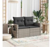 Festnight Divano da Esterno con Contenitore, Salotto da Giardino Esterno, Divano da Giardino con Cuscini a 2 Posti in Polyrattan Grigio