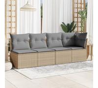 Festnight Divano da Esterno con Contenitore, Salotto da Giardino Esterno, Divano da Giardino con Cuscini a 4 Posti in Polyrattan Beige