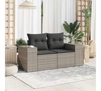 Festnight Divano da Esterno con Contenitore, Salotto da Giardino Esterno, Divano da Giardino con Cuscini a 2 Posti in Polyrattan Grigio