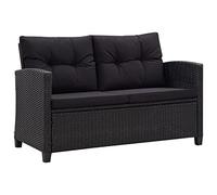 Festnight Divano da Giardino 2 Posti con Cuscini, Divanetto da Esterno, Divanetti da Esterno, Divano da Esterno, Divano Giardino per Esterno, Nero 124 cm Polyrattan