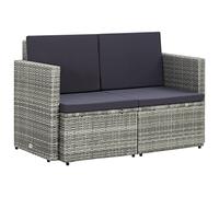 Festnight Divano da Giardino a 2 Posti, Divano da Esterno, Divanetto da Esterno, Divanetti da Esterno, Divano Giardino per Esterno, con Cuscini Grigio in Polyrattan