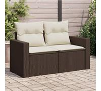 Festnight Divano Esterno 2 Posti, Divano da Giardino, Divanetto da Esterno, Salotto da Giardino, con Cuscini in Polyrattan Marrone