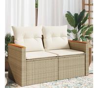 Festnight Divano Esterno con Contenitore, Divanetto da Esterno, Salotto da Giardino, Divano da Giardino a 2 Posti con Cuscini in Polyrattan Beige