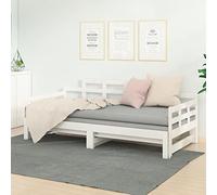 Festnight Divano Letto, Letto Estraibile, Divano Letto 2 Posti Dormeuse Estraibile, Struttura Letto in Legno Massello di Pino Bianca 2X(80x200) cm