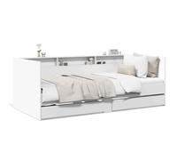 Festnight Divano Letto Singolo con Contenitore e Cassetti, Struttura in Legno Multistrato Bianco 90x190 cm