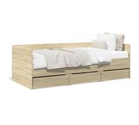 Festnight Divano Letto Singolo in Legno Multistrato Rovere Sonoma Con Contenitore e Cassetti 90x190 cm