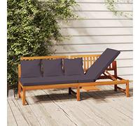 Festnight Dormeuse con Cuscino, Divanetto da Esterno, Divanetti da Esterno, Divano da Esterno, Divano Giardino per Esterno, Grigio 200x60x75cm Legno Massello Acacia