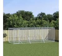 Festnight Gabbia per Cani, Recinto per Cani da Esterno, Canile da Esterno Taglia Grande, Cuccia per Cani da Esterno in Acciaio Zincato Argento 6x2x2 m