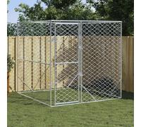 Festnight Gabbia per Cani, Recinto per Cani da Esterno, Canile da Esterno Taglia Grande, Cuccia per Cani da Esterno in Acciaio Zincato Argento 2x2x2 m