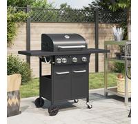 Festnight Griglia Barbecue a Gas con 4 Bruciatori, Griglia per Barbecue, Graticola per Barbecue, Griglia Portatile, Griglie per Barbecue, Nero in Acciaio