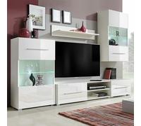 Festnight Mobile TV a Parete con Vetrina 5 pz Illuminazione LED Bianco Mobili Porta TV Moderno Soggiorno