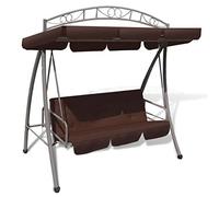 Festnight Panca Dondolo da Giardino Esterno con Tetto Baldacchino Parasole in Stoffa e Struttura in Acciaio 198 x 120 x 205 cm