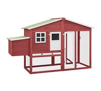 Festnight Pollaio con Casetta Nidificazione Rosso e Bianco in Legno Abete Casetta Galline Pollaio per Galline da Esterno Pollaio da Esterno Pollaio da Giardino Gabbia per Galline Casetta per Galline