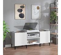 Festnight Porta Dischi Vinile, Armadietto Porta CD, Libreria per Soggiorno, Mobile da Ingresso, in Legno Multistrato Bianco 121x38x48 cm