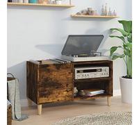 Festnight Porta Dischi Vinile, Armadietto Porta CD, Libreria per Soggiorno, Mobile da Ingresso, in Legno Multistrato Rovere Fumo 84,5x38x48 cm