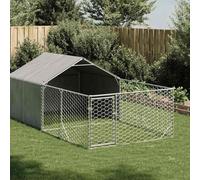 Festnight Recinto per Cani da Esterno con Cuccia 4x2x1,5m in Acciaio Zincato - Box e Canile