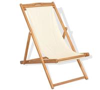 Festnight Sedia a Sdraio in Legno di Teak/Lettino Prendisole 56x105x96 cm Crema