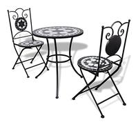 Festnight Set da Bistrò con Tavolo Rotondo e 2 Sedie Pieghevoli in Metallo con Mosaico, Set da Giardino Esterno e Balcone