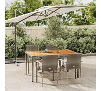Festnight Set da Pranzo da Giardino 5 pz con Cuscini, Tavolo da Giardino con Sedie, Set Tavolo E Sedie da Giardino, Tavolo E Sedie da Giardino, in Polyrattan Grigio