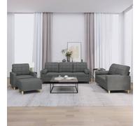 Festnight Set di Divani 4 pz con Cuscini Grigio Scuro in Tessuto Divani Economici Divano Salotto Divano Ufficio Divani Divano Moderno Divani da Soggiorno