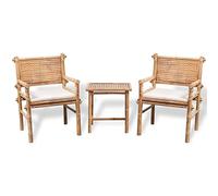 Festnight Set Tavolo e Poltrone da Giardino in Bambù con Cuscini e Tavolino, Mobili per Esterno