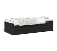 Festnight Struttura Letto con Cassetti, Divano Letto con Cassetti，Letto Contenitore, Divano Letto Singolo in Legno Multistrato Nero 100x200 cm