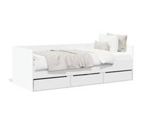 Festnight Struttura Letto con Cassetti, Divano Letto con Cassetti， Letto Contenitore, Letto Singolo in Legno Multistrato Bianco 90x200 cm