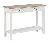 Festnight Tavolo Consolle Moderno in Legno Bianco e Marrone, con 2 Cassetti - Tavolo 110x35x80 cm