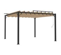 Festnight Tendone Da Esterno, Gazebo Esterno, Tendoni Da Esterno, Gazebo con Tetto a Lamelle 3x3 m in Tessuto Tortora e Alluminio