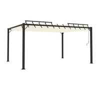 Festnight Tendone Da Esterno, Gazebo Esterno, Tendoni Da Esterno, Gazebo con Tetto a Lamelle 3x4 m in Tessuto Crema e Alluminio