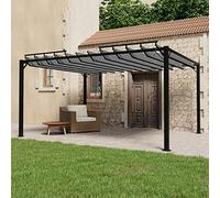 Festnight Tendone Da Esterno, Gazebo Esterno, Tendoni Da Esterno, Gazebo con Tetto a Lamelle 3x4 m in Tessuto Antracite Alluminio