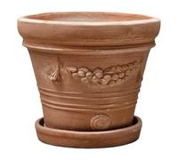 Festonato - Vaso per piante in terracotta a forma di conico, rotondo, con ghirlanda, realizzato a mano, resistente al gelo (40 cm)