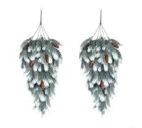 Festone artificiale a goccia con pigne, decorazione natalizia per porta, da appendere alla parete e per composizioni festive, 2 pezzi (bianco)