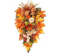 Festone autunnale a forma di d'acero e bacche a goccia, decorazione da appendere per proprietari di casa, ufficio, appartamento, caffetteria, porta d'ingresso, parete, finestra, portico