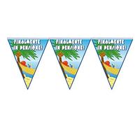 Festone BANDIERINE in plastica per il PENSIONATO o per la PENSIONATA - Banner Ghirlanda decorativo per la PENSIONE - con scritta "FINALMENTE in PENSIONE" - addobbo decoro festa party - 3,60mt