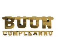 Festone Buon Compleanno 253 x 15 cm Oro con Stelle