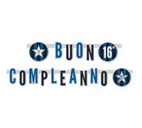 Festone Buon Compleanno Jumbo 294x20cm personalizzabile con adesivi Inter
