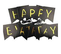 Festone Buon Compleanno Torta,Set di Decorazione Festa di Compleanno Striscione “Happy Birthday” Nero e Oro per Ragazze Ragazzi 1st 18th 21st 30th Any Ages Decorazioni