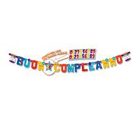 Festone Buon Compleanno Torta XL personalizzabile con adesivi 250 x 15 cm