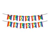 Festone con bandierine rettangolari da 5 m, in polietilene, impermeabili, con 12 bandiere dell'orgoglio dell'orgoglio Love is Love, bandiere per gay pride, accessori per interni ed esterni