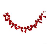 Festone con fiocco in velluto rosso, ghirlanda festiva con fiocco in velluto rosso, ornamento da appendere all'albero di Natale, per feste e vetrine (A)
